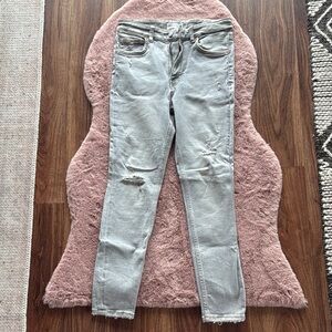 Zara Women's Light Gray blue Distressed Jeans